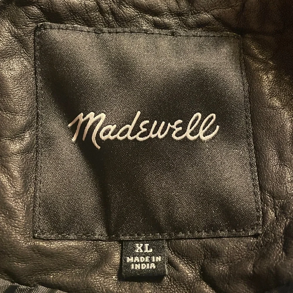 Madewell Black Leather Moto Jacket Size XL - Picture 5 of 13